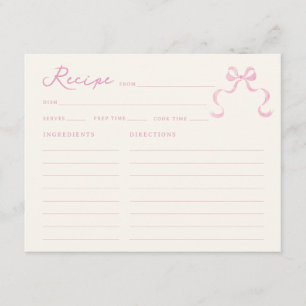 Brautparty-Rezept-Karte mit weichem rosafarbenem H Begleitkarte