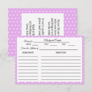 Brautparty Rezept Karte Weißer Polka Dot Lavendel