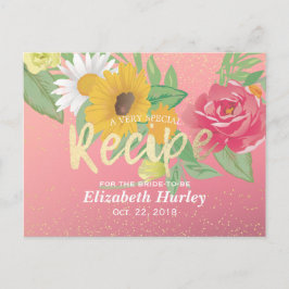Brautparty Rezept Rose Blume Pink Gold Glitzer Einladungspostkarte