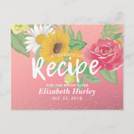 Brautparty Rezept Rose Blume Pink Gold Glitzer Einladungspostkarte