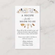 Brautparty Rezeptkarte