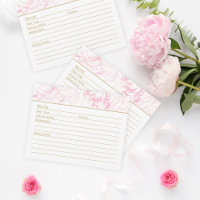 Brautparty-Rezeptkarte 'Pink Peony Gold Hochzeit'