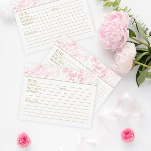 Brautparty-Rezeptkarte 'Pink Peony Gold Hochzeit' Begleitkarte