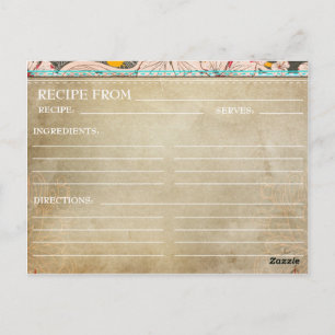 Brautparty Rezeptkarten - Rustikale Blumenmotive Postkarte
