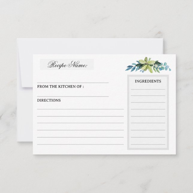 Brautparty-Rezeptur für Aquarellpflanzen (Rückseite)