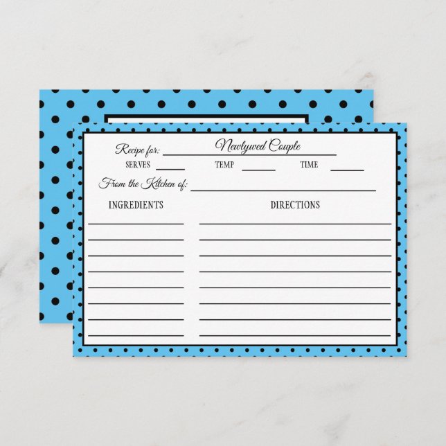 Brautparty Rezpe Card Polka Dot Blue RSVP Karte (Vorne/Hinten)