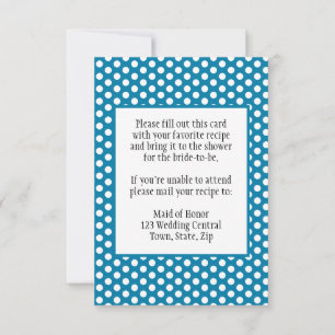 Brautparty Rezpe Card Polka Dot Cerulean Blue RSVP Karte