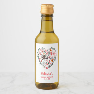 Brautparty | Romantische Blume des Whimsikherzes Weinetikett