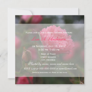 Brautparty, rosa Blume der wilden Rose Einladung