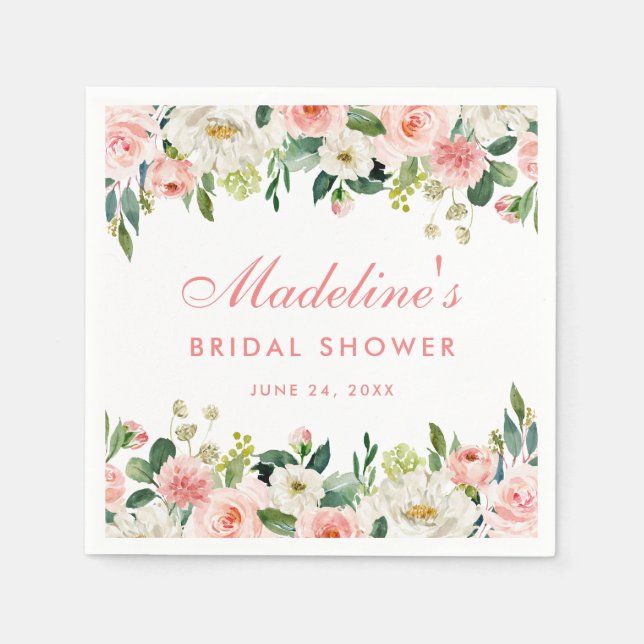 Brautparty Rosa Blüte Serviette (Vorderseite)