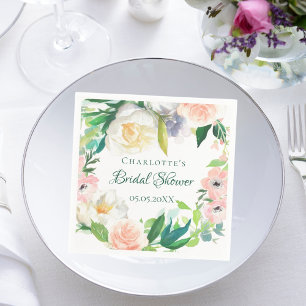Brautparty Rosa Grünpflanzen Blumen Serviette