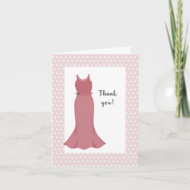 Brautparty Rosa Kleid Dankeskarte (Vorderseite)