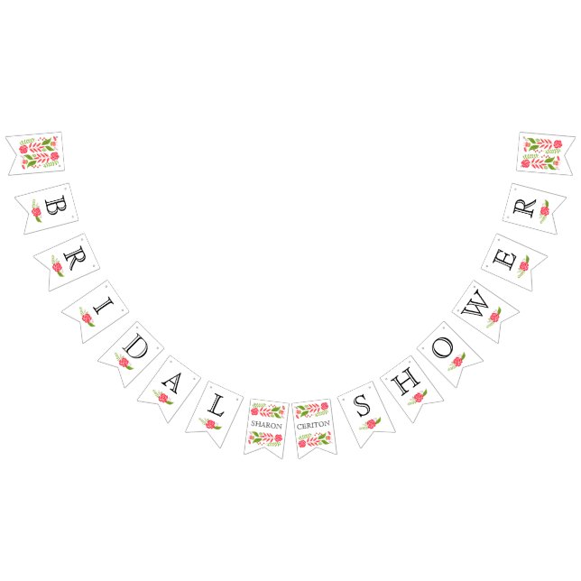 Brautparty-Rosa-Korallen-Blume Hochzeit Wimpelkette (Alle)