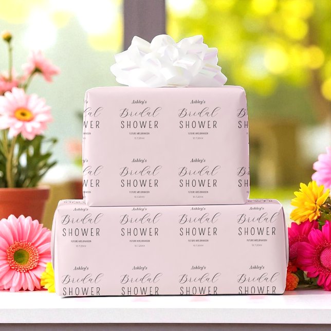 Brautparty Rosa Schwarz Skript Chic Geschenkpapier (Von Creator hochgeladen)