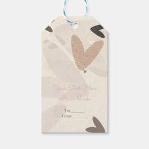 Brautparty Rosa & Taupe Herzen Chic Favor Geschenkanhänger
