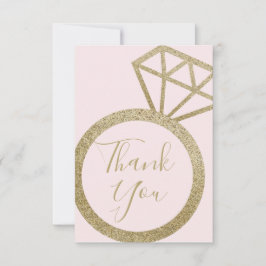 Brautparty Rosa und Gold Glitzer Verlobung Ring Dankeskarte