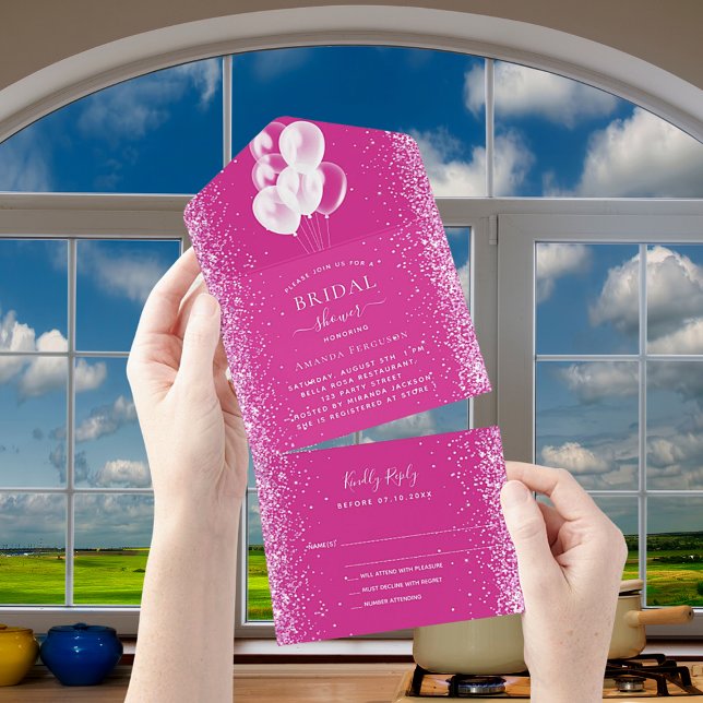 Brautparty Rosa Weißballons Konfetti UAWG All In One Einladung (Von Creator hochgeladen)