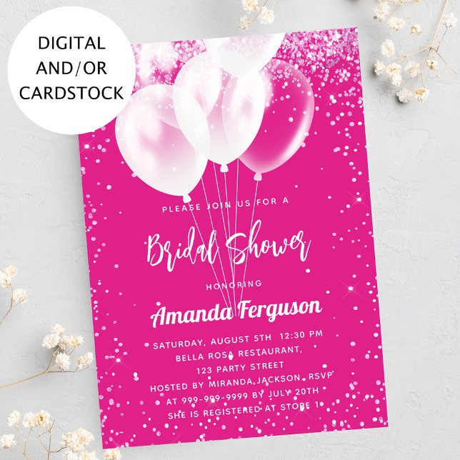 Brautparty Rosa-weiße Ballons Einladung (Von Creator hochgeladen)
