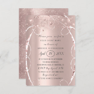 Brautparty Rose Gold Confetti Sweet 16. Einladung