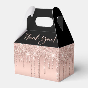 Brautparty Rose Gold Glitzer Black Danke Geschenkschachtel