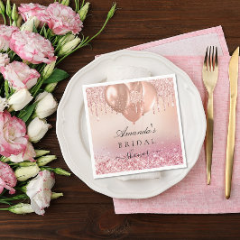 Brautparty Rose Gold Glitzer Name Serviette