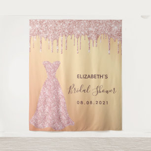 Brautparty Rose Gold Glitzer Tropfen Glattleder Wandteppich