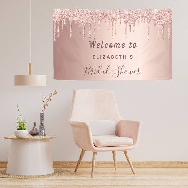 Brautparty Rose Gold Glitzer Tropfen willkommen Banner (Von Creator hochgeladen)