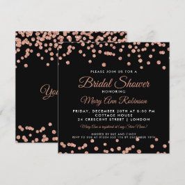 Brautparty Rose Gold Imitate Glitzer Confetti Blac Einladung