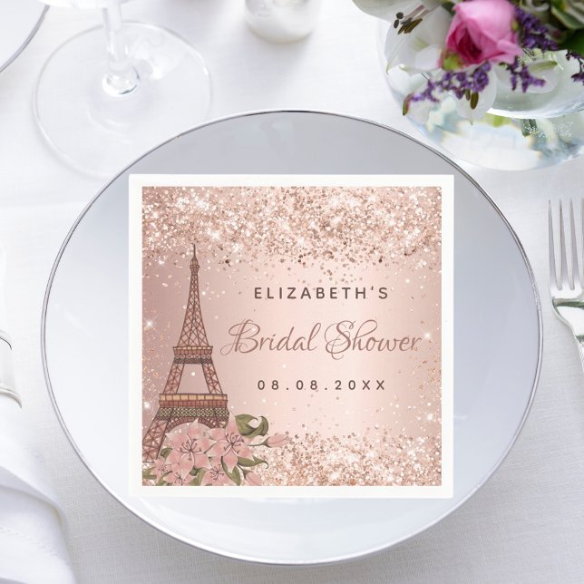 Brautparty Rose gold Paris Eiffelturm Serviette (Von Creator hochgeladen)