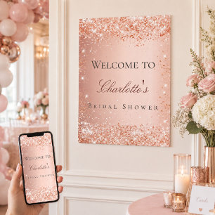 Brautparty Rose Gold Rosa Begrüßung Poster