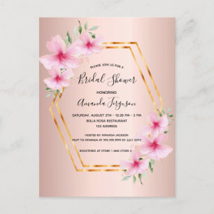 Brautparty Rose Gold Rosa Blume Einladung Postkarte