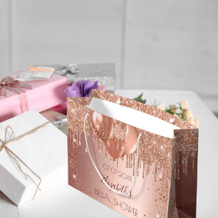 Brautparty rose gold roséfarbene glitzernde Ballon Große Geschenktüte