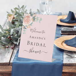 Brautparty Rose Rosa Blumengrün Empfang Sockelschild