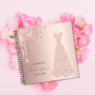 Brautparty Roségold‑Glitzer‑Tropfen‑Gästebuch Notizbuch