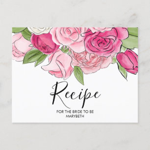 Brautparty Roses Rezept Karte für Wasserfarben Ros