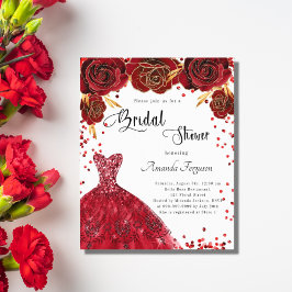 Brautparty Rot-Weiß-Kleid Einladung Flyer