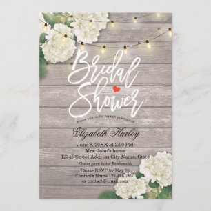 Brautparty Rustic Wood Hydrangea Blume Lights Einladung