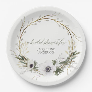Brautparty Rustic Wreath Anemone Twig Wreath Pappteller