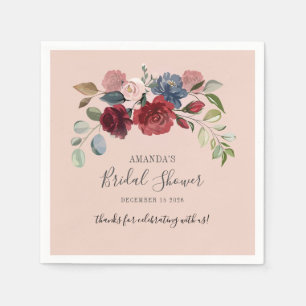 Brautparty Rustikal Burgunder Blumen Custom Serviette