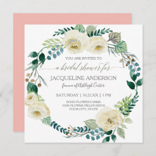 Brautparty Rustikale Alabaster Rose Weichkorn Einladung