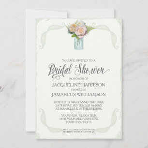 Brautparty Rustikale Blume Mason Jar Typografie Einladung