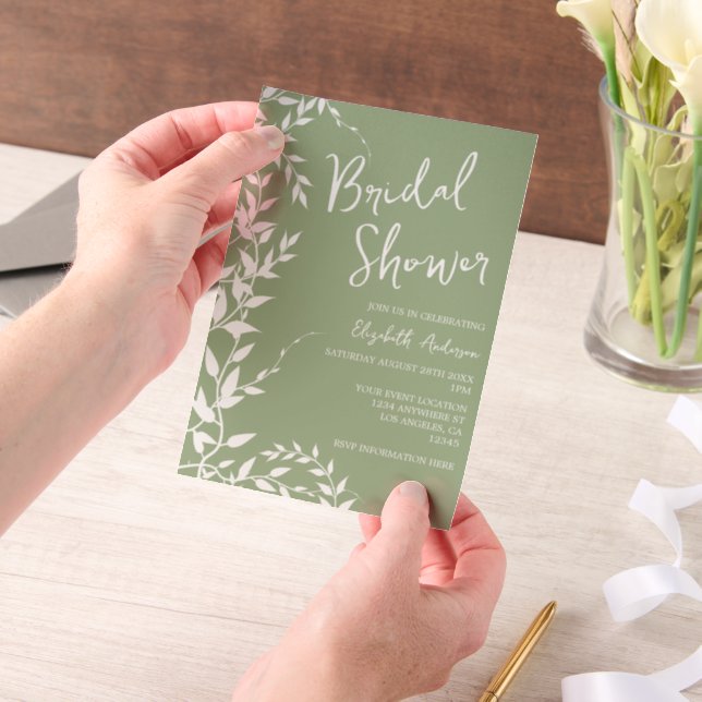 Brautparty "Sage Green Botanical Blätter" (Handgehalten)