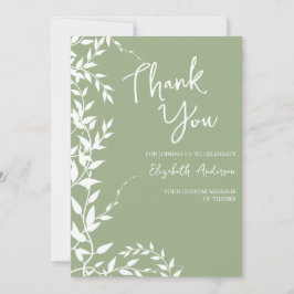 Brautparty "Sage Green Botanical Blätter" Dankeskarte
