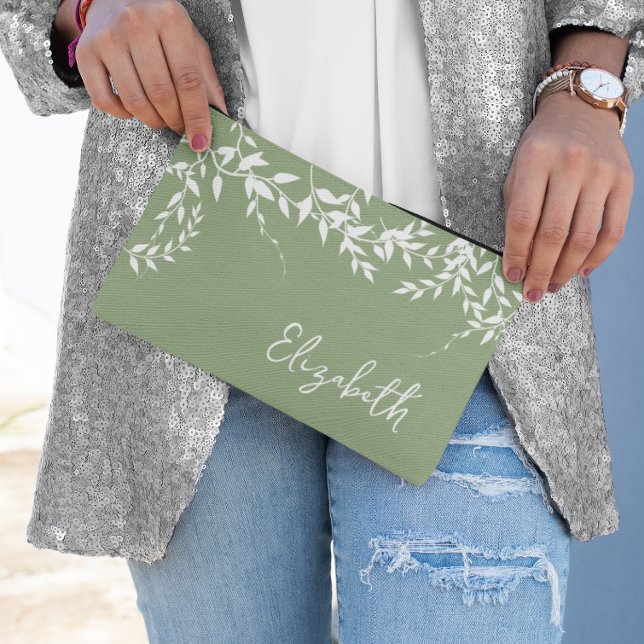 Brautparty "Sage Green Botanical Blätter" Zubehörtasche (Von Creator hochgeladen)