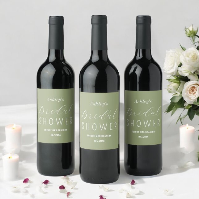 Brautparty Sage Green Brunch Weinetikett (Von Creator hochgeladen)