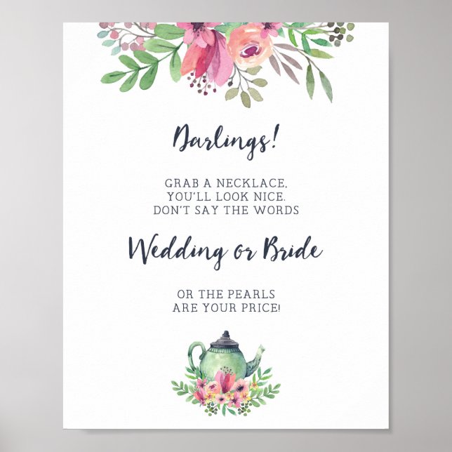 Brautparty sagt nicht "Bride Game Sign" Poster (Vorne)