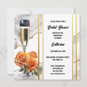 Brautparty Schaumwein Orange Rose elegant Feiertagskarte