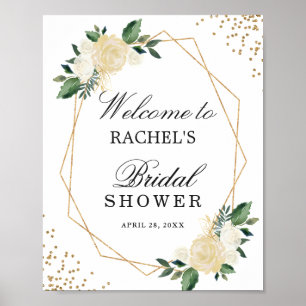 Brautparty-Schild Grünzeug Gold Glitzert Floral Poster