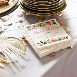 Brautparty Schöne Aquarell Rose Blume Serviette