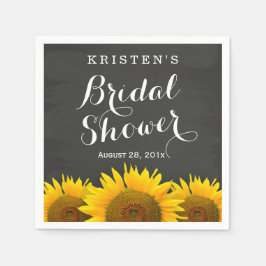 Brautparty Schöne Sonnenblumen Chalkboard Serviette